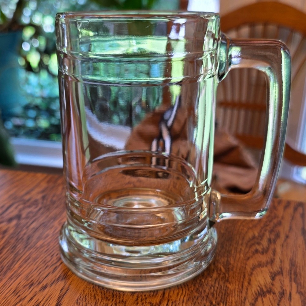 Heavy Clear Glass Beer Mug Tankard Weighted Base Classic Tavern Style 5" Gift